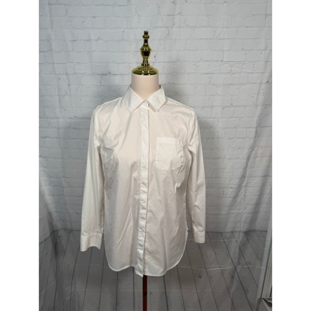 Talbots Petites White Stretch Cotton Button Down Shirt Women's MP EUC
